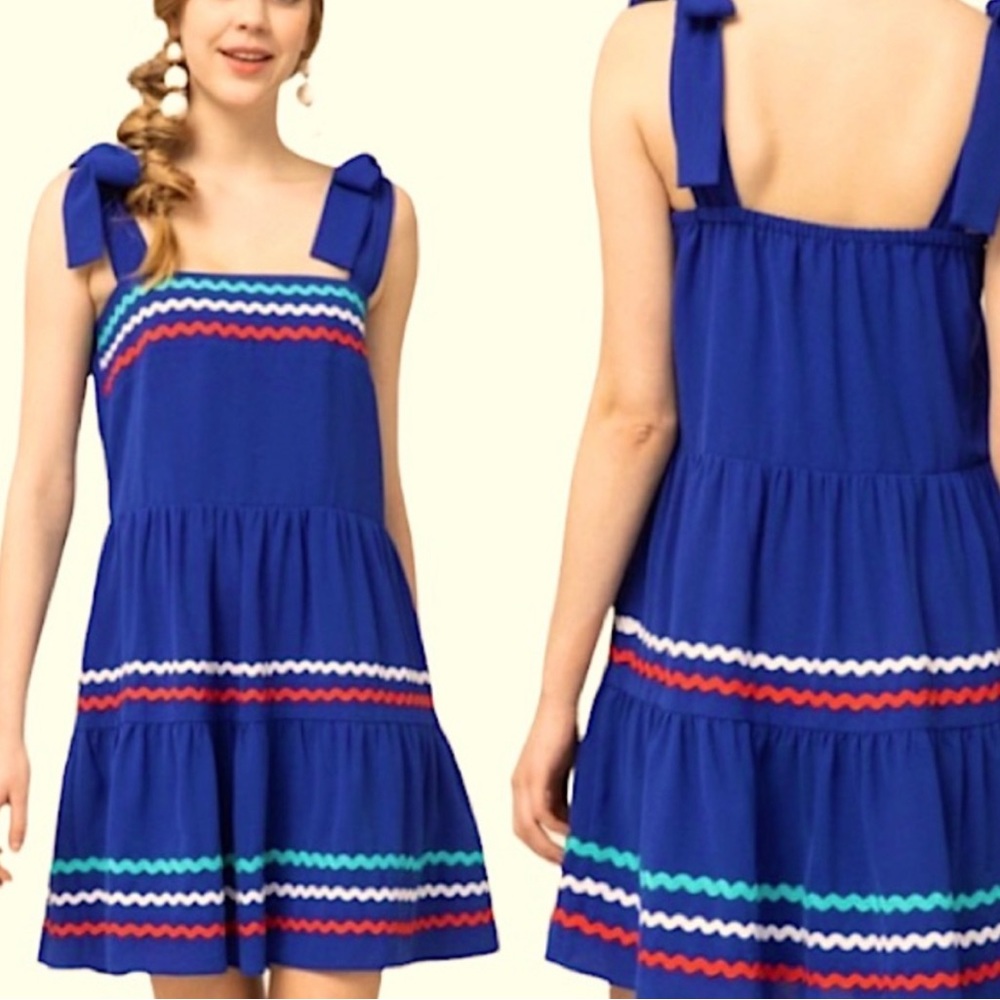 Entro Patriotic Ric Rac Shoulder Tie Dress